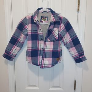 Outdoor Girls Sherpa-Lined Flannel Long-Sleeve Button-Down